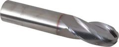 OSG - 3/4" Diam, 1-1/2" LOC, 4 Flute Solid Carbide Ball End Mill - TiCN Finish, Single End, 4" OAL, 3/4" Shank Diam, Spiral Flute - Eagle Tool & Supply