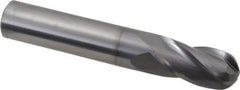 OSG - 1/2" Diam, 1" LOC, 4 Flute Solid Carbide Ball End Mill - TiCN Finish, Single End, 3" OAL, 1/2" Shank Diam, Spiral Flute - Eagle Tool & Supply