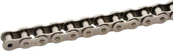 U.S. Tsubaki - 5/8" Pitch, ANSI 50, Single Strand Roller Chain - Chain No. 50SS, 154 Lb. Capacity, 10 Ft. Long, 0.4" Roller Diam, 3/8" Roller Width - Eagle Tool & Supply
