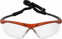 MCR Safety - Clear Lenses, Framed Safety Glasses - Anti-Fog, Scratch Resistant, Nuclear Orange Polycarbonate Frame, Size Universal, Wrap Around - Eagle Tool & Supply