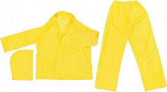 MCR Safety - Size L, Yellow, Rain, Disposable Three Piece Suit - 54" Chest, Detachable Hood, Take Up Snaps Ankle, Take Up Snaps Wrist - Eagle Tool & Supply