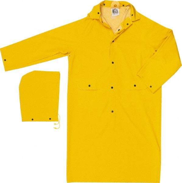 MCR Safety - Size S, Yellow, Rain Coat - 49" Chest, 2 Pockets - Eagle Tool & Supply