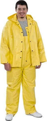 MCR Safety - Size M, Yellow, Rain Three Piece Suit - 52" Chest, Detachable Hood, Take Up Snaps Ankle, Take Up Snaps Wrist - Eagle Tool & Supply