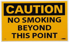 NMC - Accident Prevention Label, Header: CAUTION - Legend: Caution - No Smoking Beyond This Point, English, Black & Yellow, 5" Long x 3" High, Sign Muscle Finish - Eagle Tool & Supply
