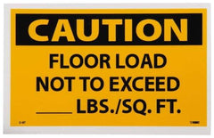 NMC - Accident Prevention Label, Header: CAUTION - Legend: Caution - Floor Load Not to Exceed _____ lbs/Sq. Ft, English, Black & Yellow, 5" Long x 3" High, Sign Muscle Finish - Eagle Tool & Supply