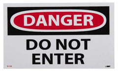 NMC - Security & Admittance Label, Header: DANGER - Legend: Danger - Do Not Enter, English, Red, Black & White, 5" Long x 3" High, Sign Muscle Finish - Eagle Tool & Supply