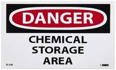 NMC - Hazardous Materials Label, Header: DANGER - Legend: Danger - Chemical Storage Area, English, Red, Black & White, 5" Long x 3" High, Sign Muscle Finish - Eagle Tool & Supply