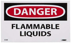 NMC - Hazardous Materials Label, Header: DANGER - Legend: Danger - Flammable Liquids, English, Red, Black & White, 5" Long x 3" High, Sign Muscle Finish - Eagle Tool & Supply