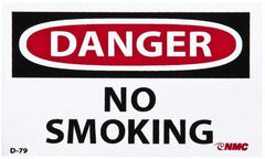 NMC - Accident Prevention Label, Header: DANGER - Legend: Danger - No Smoking, English, Red, Black & White, 5" Long x 3" High, Sign Muscle Finish - Eagle Tool & Supply