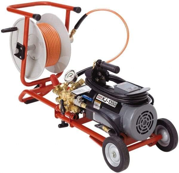 Ridgid - Electric Jet Battery Drain Cleaning Machine - For 1-1/4" to 4" Pipe, 3/16" x 100' Cable - Eagle Tool & Supply