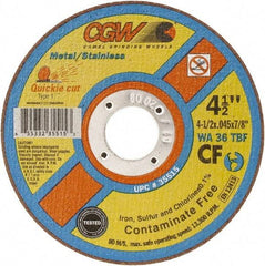 Camel Grinding Wheels - 4-1/2" 36 Grit Zirconia Alumina Cutoff Wheel - 0.045" Thick, 7/8" Arbor, 13,300 Max RPM - Eagle Tool & Supply