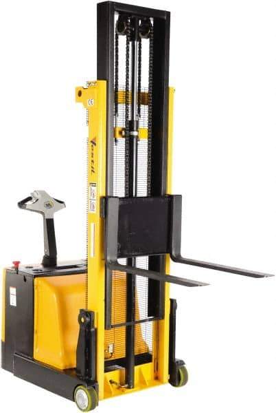 Vestil - 1,100 Lb Capacity, 118" Lift Height, Battery Powered Stacker - 1-3/16" Lowered Height, 30" Fork Length, 32-1/4" Overall Width - Eagle Tool & Supply