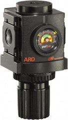 ARO/Ingersoll-Rand - 3/8 NPT Port, 113 CFM, Aluminum Compact Regulator - 0 to 140 psi Range, 250 Max psi Supply Pressure, 1/8" Gauge Port Thread, 2.705" Wide x 4.772" High - Eagle Tool & Supply