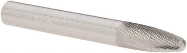 M.A. Ford - 1/4" Cut Diam, 1/4" Shank Diam, Tree with Radius Head Double Cut Burr - Carbide, Radius End, 5/8" LOC, 2" OAL - Eagle Tool & Supply