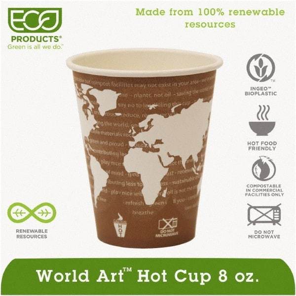 ECO PRODUCTS - World Art Renewable Compostable Hot Cups, 8 oz, 50/PK, 20 PK/CT - Plum - Eagle Tool & Supply