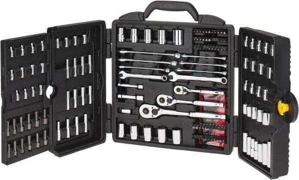 Stanley - 170 Piece 1/4, 3/8 & 1/2" Drive Standard Deep Socket Set - Inch/Metric Measurement Standard - Eagle Tool & Supply