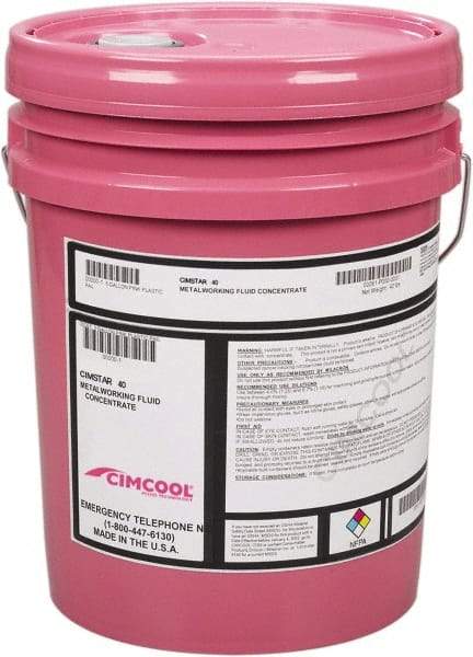 Cimcool - Cimstar 40, 5 Gal Pail Cutting & Grinding Fluid - Semisynthetic, For Drilling, Grinding, Milling, Turning - Eagle Tool & Supply