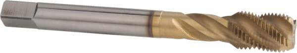Accupro - M18x2.50 Metric Coarse 4 Flute 6H Modified Bottoming Spiral Flute Tap - Powdered Metal, TiCN Finish, 125mm OAL, Right Hand Flute, Right Hand Thread - Eagle Tool & Supply