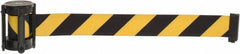 Tensator - 5" High x 90" Long x 2" Wide Barrier Replacement Cassette - Plastic, Black Powder Finish, Black/Yellow, Use with Tensabarrier - Eagle Tool & Supply