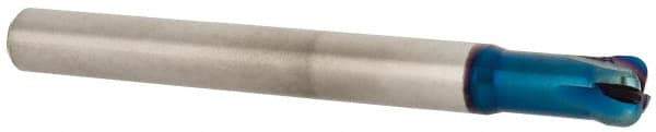 Accupro - 1/4", 4 Flute, Single End, Solid Carbide, 1/16" Corner Radius End Mill - 2-1/2" OAL, 0° Helix, Right Hand Flute, 0.1" LOC, Right Hand Cut, 1/2" Extended Reach - Eagle Tool & Supply