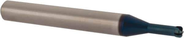 Accupro - 1/8", 4 Flute, Single End, Solid Carbide, 1/32" Corner Radius End Mill - 2-1/4" OAL, 0° Helix, Right Hand Flute, 0.05" LOC, Right Hand Cut, 3/8" Extended Reach - Eagle Tool & Supply