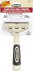 Hyde Tools - Stiff Carbon Steel 1-Edge Scraper - 4" Blade Width x 4" Blade Length, Plastic Handle - Eagle Tool & Supply