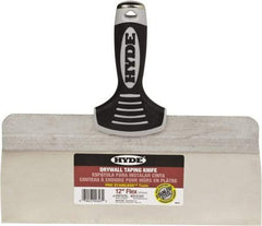 Hyde Tools - 12" Wide Spring Blade Stainless Steel Taping Knife - Flexible, Soft Grip Plastic Overmold Handle, 10-1/2" OAL - Eagle Tool & Supply