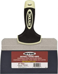 Hyde Tools - 8" Wide Spring Blade Tempered Steel Taping Knife - Flexible, Soft Grip Plastic Overmold Handle, 10-1/2" OAL - Eagle Tool & Supply