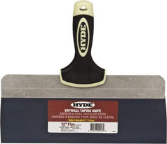 Hyde Tools - 12" Wide Spring Blade Tempered Steel Taping Knife - Flexible, Soft Grip Plastic Overmold Handle, 10-1/2" OAL - Eagle Tool & Supply