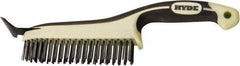 Hyde Tools - 20 Rows x 4 Columns Steel Scratch Brush - 6" Brush Length, 12-3/4" OAL, 1-1/8" Trim Length, Plastic with Rubber Overmold Ergonomic Handle - Eagle Tool & Supply