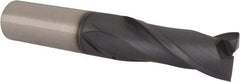Accupro - 3/4", 2" LOC, 3/4" Shank Diam, 4-1/2" OAL, 2 Flute, Solid Carbide Square End Mill - Single End, TiAlN Finish, Spiral Flute, 30° Helix, Centercutting, Right Hand Cut, Right Hand Flute - Eagle Tool & Supply