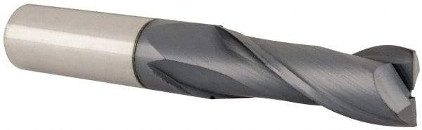 Accupro - 5/8", 1-3/4" LOC, 5/8" Shank Diam, 4" OAL, 2 Flute, Solid Carbide Square End Mill - Single End, TiAlN Finish, Spiral Flute, 30° Helix, Centercutting, Right Hand Cut, Right Hand Flute - Eagle Tool & Supply