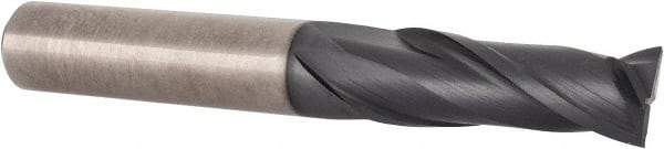 Accupro - 3/8", 1" LOC, 3/8" Shank Diam, 2-3/4" OAL, 2 Flute, Solid Carbide Square End Mill - Single End, TiAlN Finish, Spiral Flute, 30° Helix, Centercutting, Right Hand Cut, Right Hand Flute - Eagle Tool & Supply