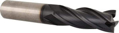 Accupro - 3/4", 2" LOC, 3/4" Shank Diam, 4-1/2" OAL, 4 Flute, Solid Carbide Square End Mill - Single End, TiAlN Finish, Spiral Flute, 30° Helix, Centercutting, Right Hand Cut, Right Hand Flute - Eagle Tool & Supply