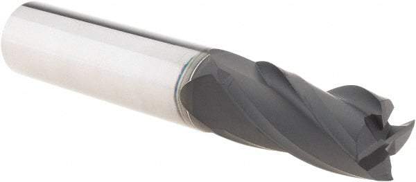 Accupro - 1/2", 1" LOC, 1/2" Shank Diam, 3" OAL, 4 Flute, Solid Carbide Square End Mill - Single End, Diamond Finish, Spiral Flute, 30° Helix, Centercutting, Right Hand Cut, Right Hand Flute - Eagle Tool & Supply
