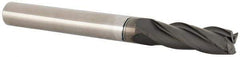 Accupro - 1/4", 3/4" LOC, 1/4" Shank Diam, 2-1/2" OAL, 4 Flute, Solid Carbide Square End Mill - Single End, Diamond Finish, Spiral Flute, 30° Helix, Centercutting, Right Hand Cut, Right Hand Flute - Eagle Tool & Supply