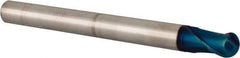 Accupro - 3/8" Diam, 3/8" LOC, 2 Flute Solid Carbide Ball End Mill - Blue Finish, Single End, 4" OAL, 3/8" Shank Diam, Spiral Flute - Eagle Tool & Supply