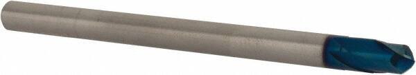 Accupro - 1/4" Diam, 1/4" LOC, 2 Flute Solid Carbide Ball End Mill - Blue Finish, Single End, 3-1/2" OAL, 1/4" Shank Diam, Spiral Flute - Eagle Tool & Supply