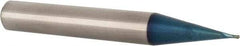 Accupro - 1/32" Diam, 1/32" LOC, 2 Flute Solid Carbide Ball End Mill - Blue Finish, Single End, 2" OAL, 1/4" Shank Diam, Spiral Flute - Eagle Tool & Supply