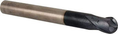 Accupro - 5/8" Diam, 5/8" LOC, 2 Flute Solid Carbide Ball End Mill - TiAlN Finish, Single End, 5-1/2" OAL, 5/8" Shank Diam, Spiral Flute - Eagle Tool & Supply