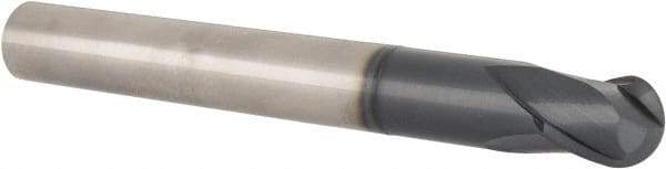 Accupro - 3/4" Diam, 3/4" LOC, 2 Flute Solid Carbide Ball End Mill - TiAlN Finish, Single End, 6-1/4" OAL, 3/4" Shank Diam, Spiral Flute - Eagle Tool & Supply