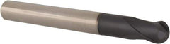 Accupro - 1/2" Diam, 1/2" LOC, 2 Flute Solid Carbide Ball End Mill - TiAlN Finish, Single End, 4-1/4" OAL, 1/2" Shank Diam, Spiral Flute - Eagle Tool & Supply