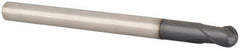 Accupro - 1/4" Diam, 1/4" LOC, 2 Flute Solid Carbide Ball End Mill - TiAlN Finish, Single End, 3-1/8" OAL, 1/4" Shank Diam, Spiral Flute - Eagle Tool & Supply