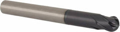 Accupro - 5/8" Diam, 5/8" LOC, 4 Flute Solid Carbide Ball End Mill - TiAlN Finish, Single End, 5-1/2" OAL, 5/8" Shank Diam, Spiral Flute - Eagle Tool & Supply