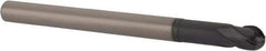 Accupro - 1/4" Diam, 1/4" LOC, 4 Flute Solid Carbide Ball End Mill - TiAlN Finish, Single End, 3-1/8" OAL, 1/4" Shank Diam, Spiral Flute - Eagle Tool & Supply