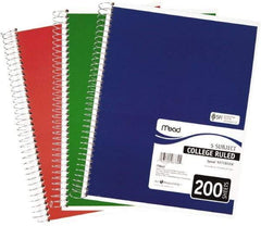 Mead - 200 Sheet, 8-1/2 x 11", College Ruled Spiral Bound Notebook - Assorted Colors - Eagle Tool & Supply