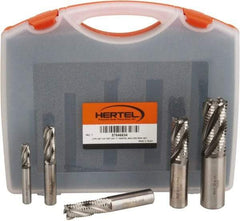 Hertel - 3/8 to 1", 4 Flute Roughing Square End Mill Set - Uncoated, Cobalt, Single End - Eagle Tool & Supply