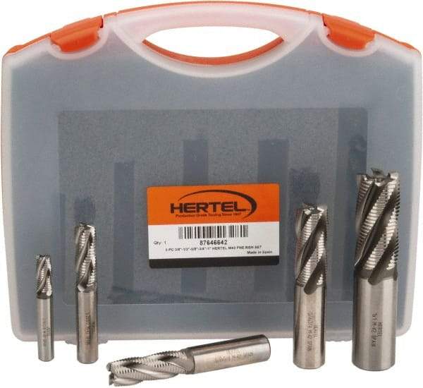 Hertel - 3/8 to 1", 4 Flute Roughing Square End Mill Set - Uncoated, Cobalt, Single End - Eagle Tool & Supply