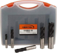 Hertel - 3/8 to 1", 4 Flute Roughing Square End Mill Set - TiAlN Coating, Cobalt, Single End, Center Cutting - Eagle Tool & Supply