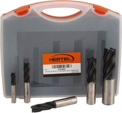 Hertel - 3/8 to 1", 4 Flute Roughing Square End Mill Set - TiAlN Coating, Cobalt, Single End, Center Cutting - Eagle Tool & Supply